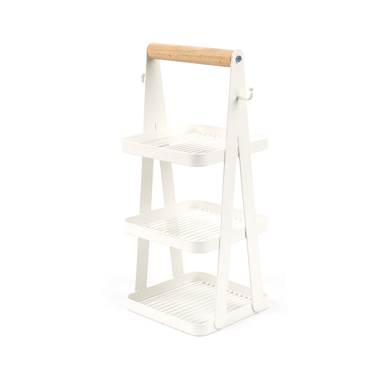 przenośny kosz do przechowywania 3-warstwowy drewniany uchwyt