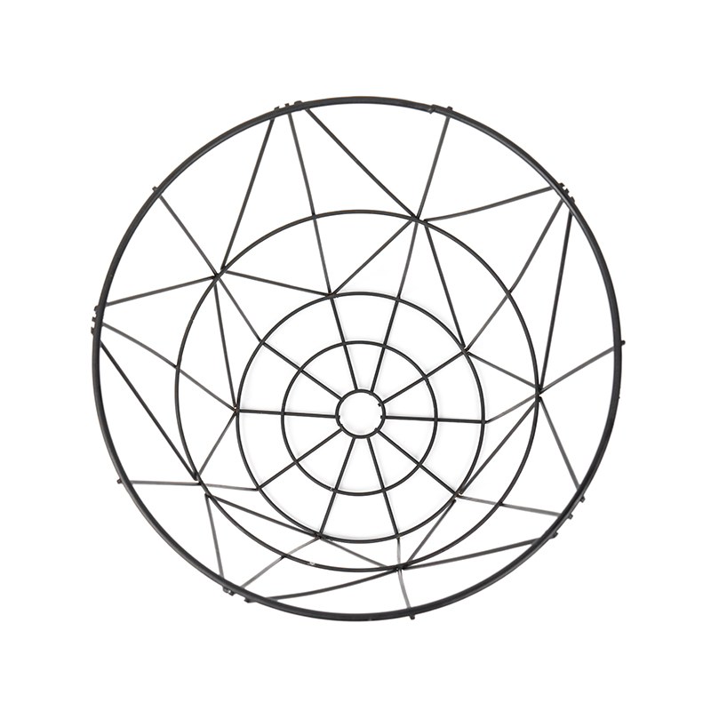 Czarny okrągły kosz na śmieci z siatki drucianej do biura i sypialni