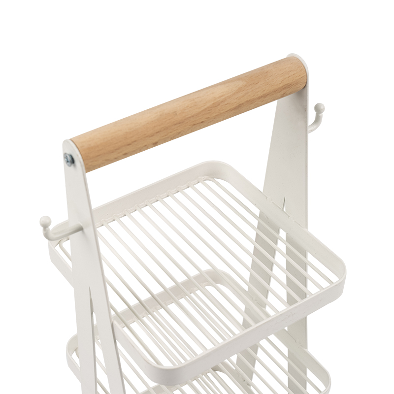 przenośny kosz do przechowywania 3-warstwowy drewniany uchwyt